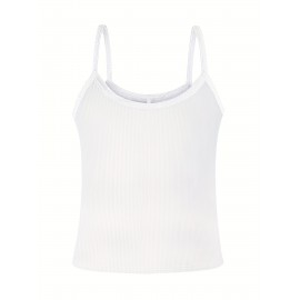 Solid Versatile Cami Top, Casual Crew Neck Summer Sleeveless Top, Women's Clothing