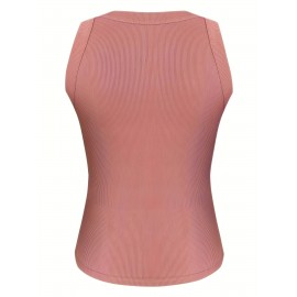 Ribbed Tank Top, Sleeveless Summer Casual Top, Women's Clothing