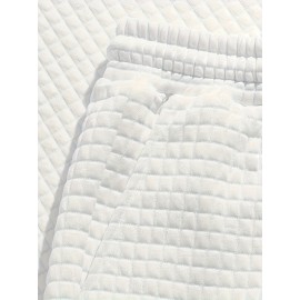 Men's 2 Piece Outfits,  Waffle Pattern , Casual Graphic Tanktop And Loose Drawstring Shorts Set, Men's Clothing