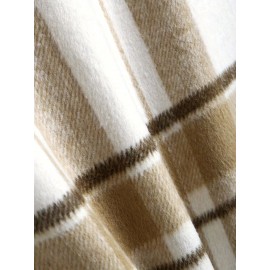 Big Plaid Pattern Men's Retro Casual Long Sleeve Lapel Shirt With Pocket Design, Fall Winter Outdoor